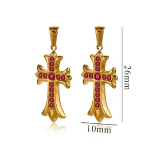 1 pezzo di lusso serie retrò croce in acciaio inossidabile color oro pendenti da donna h5 