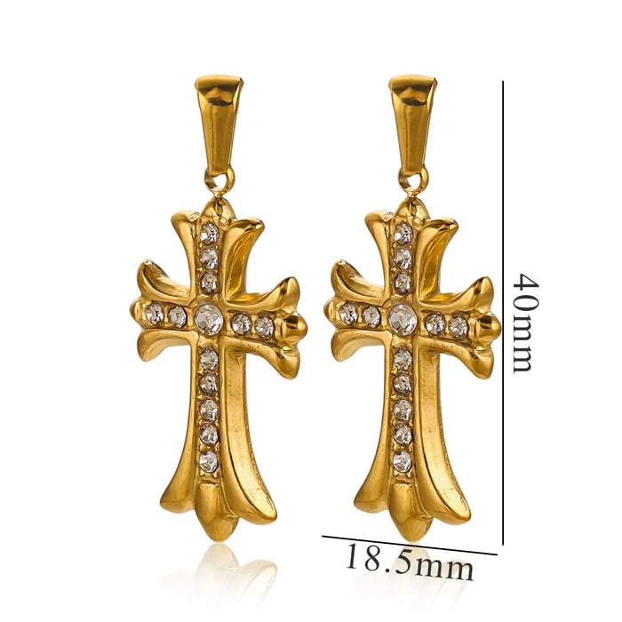 1 Piece Luxurious Series Retro Cross Stainless Steel Gold Color Women's Pendants 