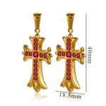 Red / 1 Piece Luxurious Series Retro Cross Stainless Steel Gold Color Women's Pendants Picture2