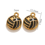 Black & Gold / 1 Piece Simple Series Sport Ball Drop Oil Stainless Steel Gold Color Unisex Pendants Picture6