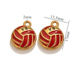 Red / 1 Piece Simple Series Sport Ball Drop Oil Stainless Steel Gold Color Unisex Pendants Picture8