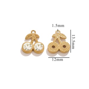 1 Piece Romantic Series Cute Cherry Stainless Steel Gold Color Women's Pendants h5 