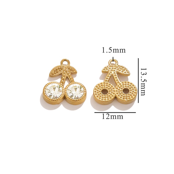 1 Piece Romantic Series Cute Cherry Stainless Steel Gold Color Women's Pendants 