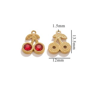 1 Piece Romantic Series Cute Cherry Stainless Steel Gold Color Women's Pendants h5 