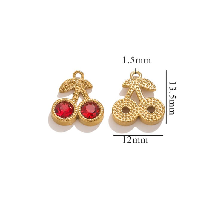 1 Piece Romantic Series Cute Cherry Stainless Steel Gold Color Women's Pendants 