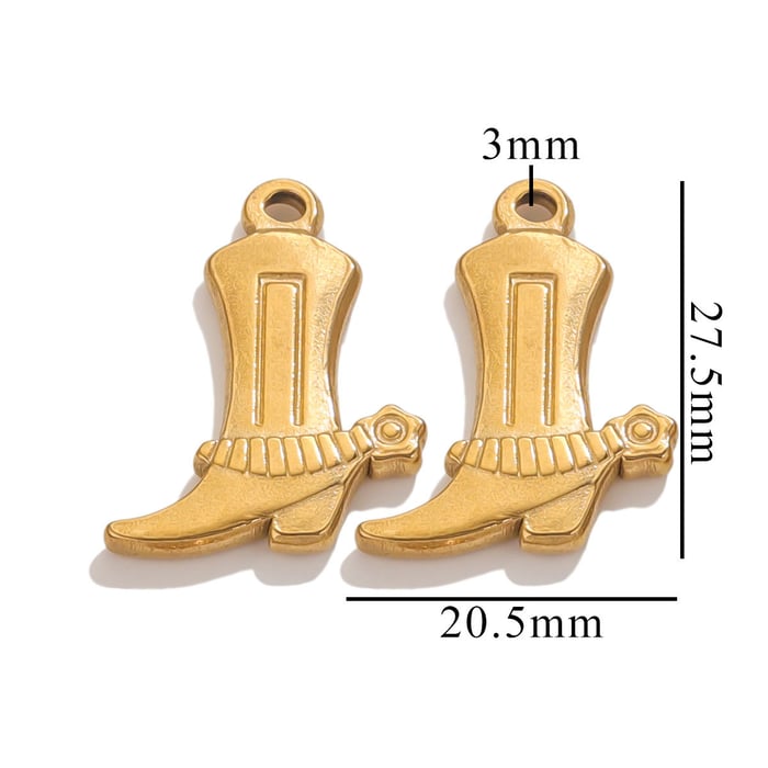 1 Piece Simple Series Chic Boots Stainless Steel Gold Color Unisex Pendants 