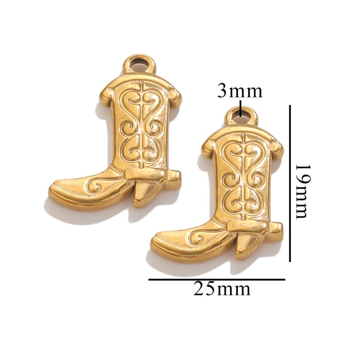 1 Piece Simple Series Chic Boots Stainless Steel Gold Color Unisex Pendants 