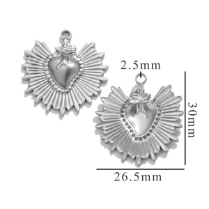 Pendentifs pour femmes en acier inoxydable couleur argent en forme de cœur magnifique de la série de luxe 1 pièce h5 