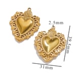 Gold color / 1 Piece Luxury Series Magnificent Heart Stainless Steel Gold Color Women's Pendants Picture6