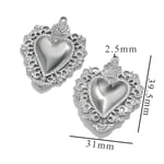 Silver color / 1 Piece Luxury Series Magnificent Heart Stainless Steel Silver Color Women's Pendants Picture3