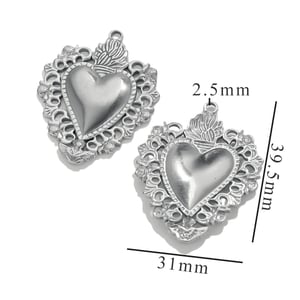 1 pezzo di lusso serie magnifico cuore in acciaio inossidabile colore argento pendenti da donna h5 