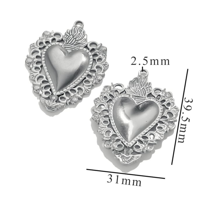 1 pezzo di lusso serie magnifico cuore in acciaio inossidabile colore argento pendenti da donna 