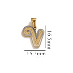 Gold color / 1 Piece Simple Series Chic Letter V Stainless Steel Gold Color Unisex Pendants Picture22