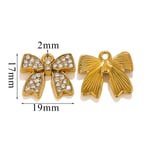 Gold color / 1 Piece Simple Series Exquisite Bow Knot Stainless Steel Gold Color Women's Pendants Picture8