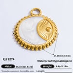 Gold color / 1 Piece Classic Series Vintage Geometric Stainless Steel Gold Color DIY Women's Pendants Picture6