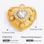 Gold color / 1 Piece Classic Series Heart Stainless Steel Gold Color DIY Women's Pendants Picture2