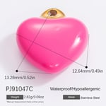 Fuchsia / 1 Piece Classic Series Colorful Heart Stainless Steel Gold Color DIY Women's Pendants Picture7