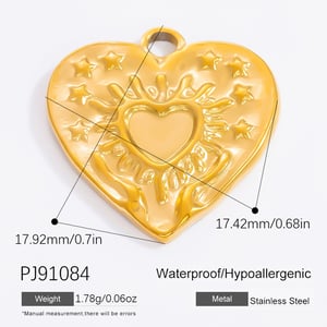 1 Piece Classic Series Heart Stainless Steel Gold Color DIY Women's Pendants h5 