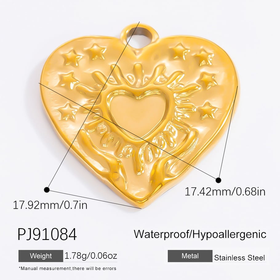 1 Piece Classic Series Heart Stainless Steel Gold Color DIY Women's Pendants 