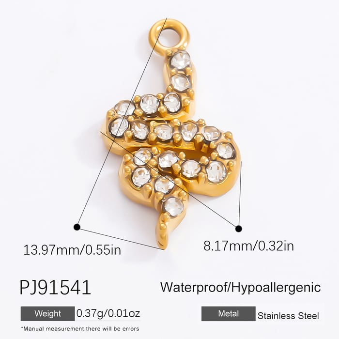 1 Piece Classic Series Snake Stainless Steel Gold Color DIY Women's Pendants 