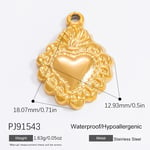 Gold color / 1 Piece Classic Series Heart Stainless Steel Gold Color DIY Women's Pendants Picture30