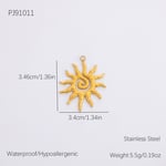 Gold color / 1 Piece Romantic Series Retro Sun Chic Stainless Steel Gold Color DIY Women's Pendants Picture3