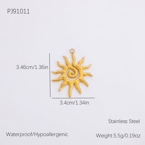 1 Piece Romantic Series Retro Sun Chic Stainless Steel Gold Color DIY Women's Pendants h5 