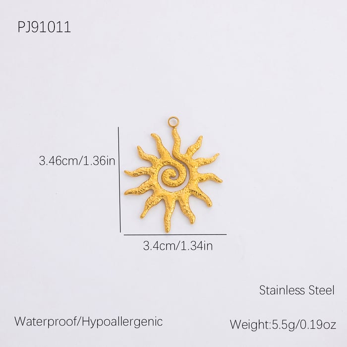 1 Piece Romantic Series Retro Sun Chic Stainless Steel Gold Color DIY Women's Pendants 