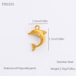 Gold color / 1 Piece Romantic Series Retro Dolphin Chic Stainless Steel Gold Color DIY Women's Pendants Picture5