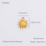 Gold color / 1 Piece Romantic Series Retro Sun Chic Stainless Steel Gold Color DIY Women's Pendants Picture9