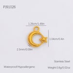 Gold color / 1 Piece Romantic Series Retro Moon Star Chic Stainless Steel Gold Color DIY Women's Pendants Picture13