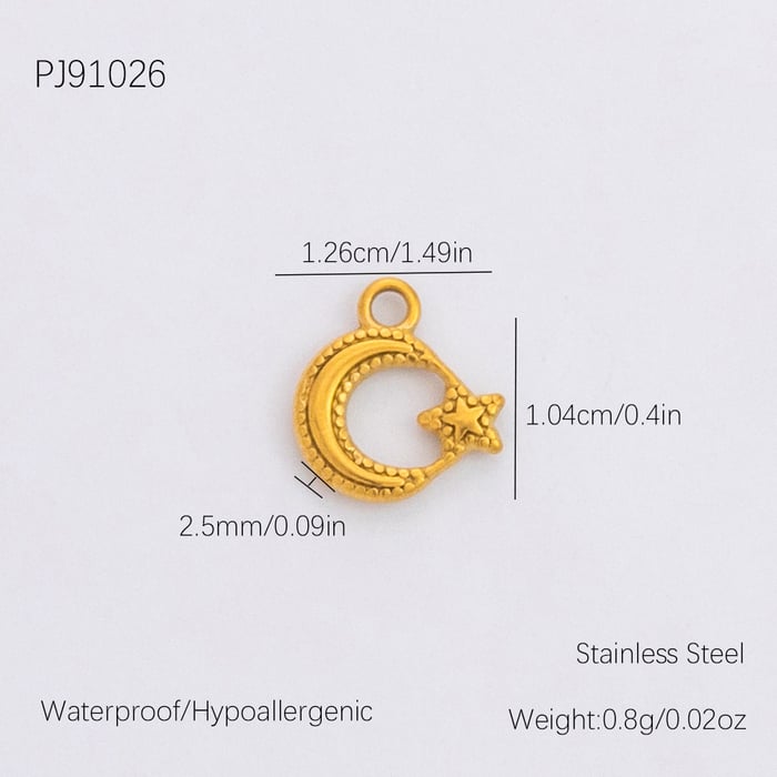 1 pieza de colgantes de acero inoxidable de color dorado para mujer, estilo retro, con forma de luna y estrella, estilo romántico 