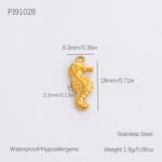 Gold color / 1 Piece Romantic Series Retro Seahorse Chic Stainless Steel Gold Color DIY Women's Pendants Picture15