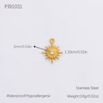 Gold color / 1 Piece Romantic Series Retro Sun Chic Stainless Steel Gold Color DIY Women's Pendants Picture17