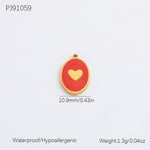 Red / 1 Piece Romantic Series Sweet Heart Stainless Steel Drop Oil Gold Color DIY Women's Pendants 