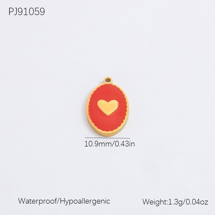 1 Piece Romantic Series Sweet Heart Stainless Steel Drop Oil Gold Color DIY Women's Pendants 