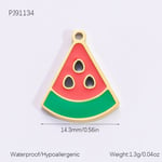 Red / 1 Piece Romantic Series Sweet Watermelon Stainless Steel Drop Oil Gold Color DIY Women's Pendants Picture12