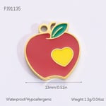 Red / 1 Piece Romantic Series Sweet Apple Stainless Steel Drop Oil Gold Color DIY Women's Pendants Picture13