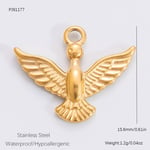 Gold color / 1 Piece Luxurious Series Retro Bird Stainless Steel Gold Color DIY Women's Pendants 