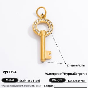 1 Piece Luxurious Series Retro Key Stainless Steel Gold Color DIY Women's Pendants h5 