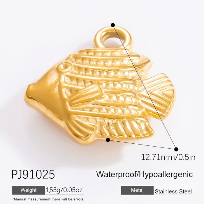 1 pieza de colgantes de acero inoxidable de color dorado con forma de pez informal de serie romántica para mujer 