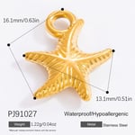 Gold color / 1 Piece Romantic Series Casual Seastar Stainless Steel Gold Color DIY Women's Pendants Picture22