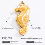 Gold color / 1 Piece Romantic Series Casual Seahorse Stainless Steel Gold Color DIY Women's Pendants Picture23