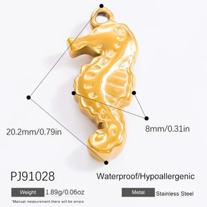 Pendentifs pour femmes en acier inoxydable couleur or, série romantique, hippocampe décontracté, 1 pièce h5 