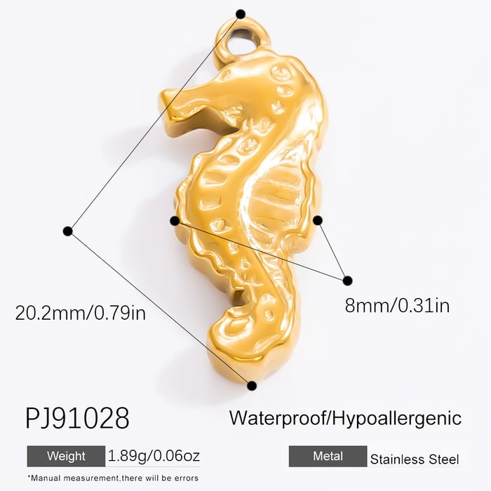 Pendentifs pour femmes en acier inoxydable couleur or, série romantique, hippocampe décontracté, 1 pièce 