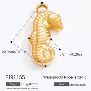 1 Piece Romantic Series Casual Seahorse Stainless Steel Gold Color DIY Women's Pendants h5 