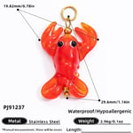 Red / 1 Piece Romantic Series Casual Lobster Stainless Steel Gold Color DIY Women's Pendants Picture29