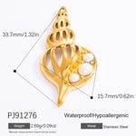 Gold color / 1 Piece Romantic Series Casual Seashell Stainless Steel Gold Color DIY Women's Pendants Picture30