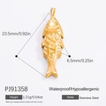 Gold color / 1 Piece Romantic Series Casual Fish Stainless Steel Gold Color DIY Women's Pendants Picture34