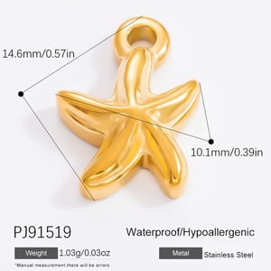 1 pieza de colgantes de acero inoxidable de color dorado para mujer, estilo informal, serie romántica, estrella de mar h5 